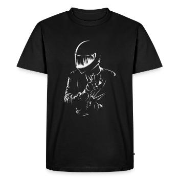 MOTARD HOMME FEMME - T-shirt Premium bio Homme - noir - Devant - Nico (187cm)