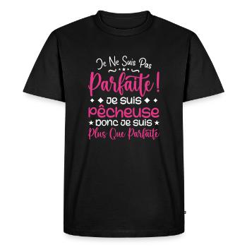 Une Pêcheuse plus que parfaite, métier de rêve - T-shirt Premium bio Homme - noir - Devant - Nico (187cm)