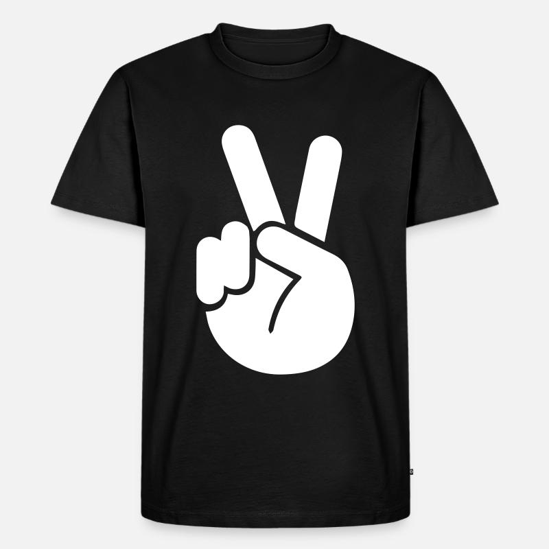 Hand Peace - Männer Premium Bio T-Shirt - Schwarz