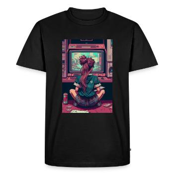 90s Anime Esthetics Video Game Pixel Art Lofi - Men's Premium Organic T-Shirt - black - Front - Nico (187cm)