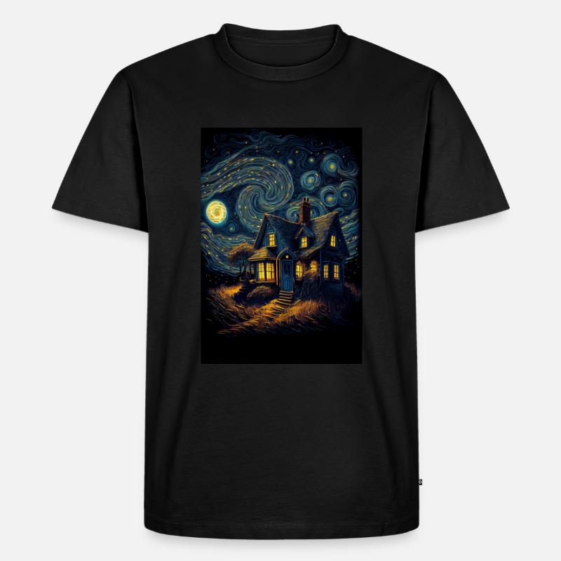 house starry night - Männer Premium Bio T-Shirt - Schwarz