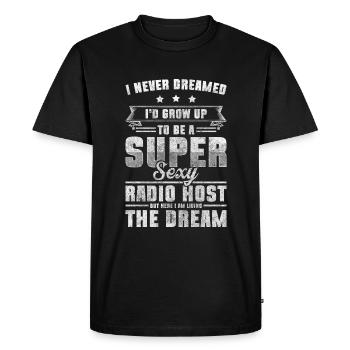 Annonce de la profession de modérateur - T-shirt Premium bio Homme - noir - Devant - Nico (187cm)