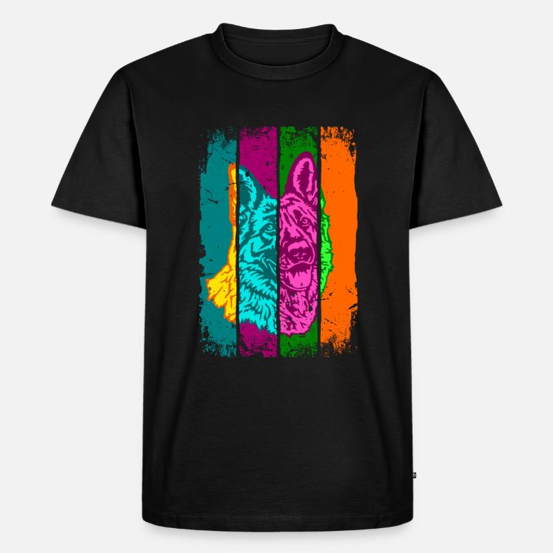 Deutscher Schäferhund Shabby Popart - Männer Premium Bio T-Shirt - Schwarz