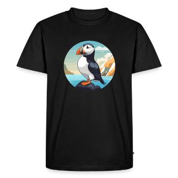 Papageientaucher Küstenvögel Papageientaucher - Männer Premium Bio T-Shirt - Schwarz - Vorne - Nico (187cm)