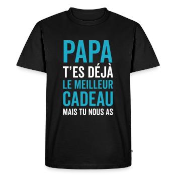 Papa Tu Es Déjà Le Meilleur - T-shirt Premium bio Homme - noir - Devant - Nico (187cm)