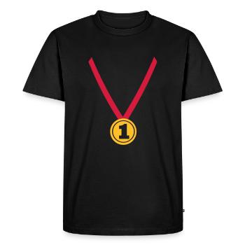 Gagnant - Champion - Médaille - T-shirt Premium bio Homme - noir - Devant - Nico (187cm)