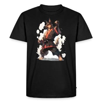 Taekwondo German Shepherd Samurai Dog - Men's Premium Organic T-Shirt - black - Front - Nico (187cm)