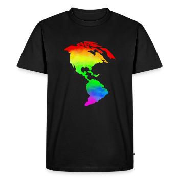 Carte du monde Arc-en-ciel Changement climatique Réchauffement de la terre, chaleur - T-shirt Premium bio Homme - noir - Devant - Nico (187cm)