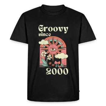 Groovy depuis 2000 avec des graphismes rétro - T-shirt Premium bio Homme - noir - Devant - Nico (187cm)