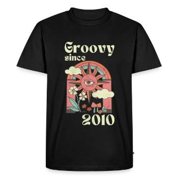 Groovy depuis 2010 avec des graphismes rétro - T-shirt Premium bio Homme - noir - Devant - Nico (187cm)