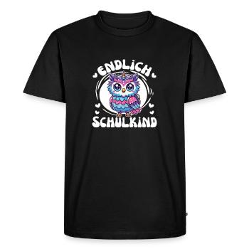 Finally schoolchild sweet owl for school enrollment - Men's Premium Organic T-Shirt - black - Front - Nico (187cm)