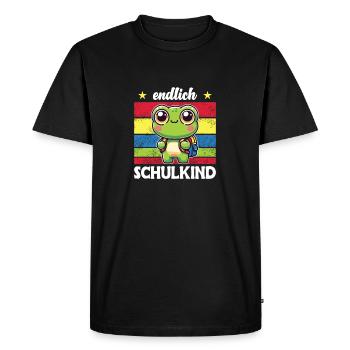 Finally schoolchild cute frog for school enrollment - Men's Premium Organic T-Shirt - black - Front - Nico (187cm)