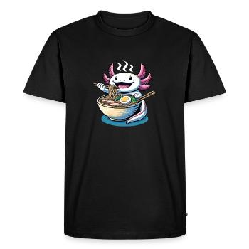 Axolotl with noodles ramen kawaii axolotl - Men's Premium Organic T-Shirt - black - Front - Nico (187cm)