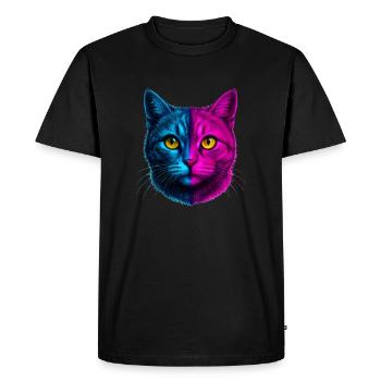 Cat Cat Neon Domestic Cat House Tiger Kitty - Men's Premium Organic T-Shirt - black - Front - Nico (187cm)