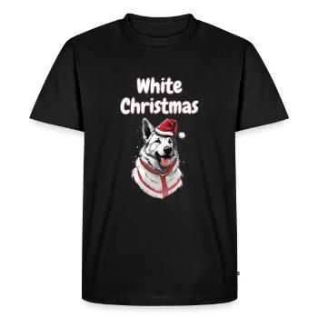 Noël blanc - Berger blanc - T-shirt Premium bio Homme - noir - Devant - Nico (187cm)