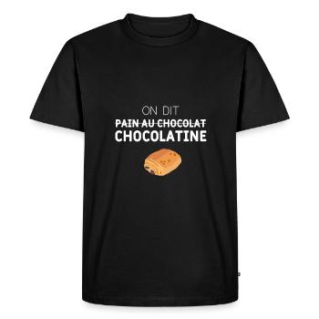 On dit chocolatine - T-shirt Premium bio Homme - noir - Devant - Nico (187cm)