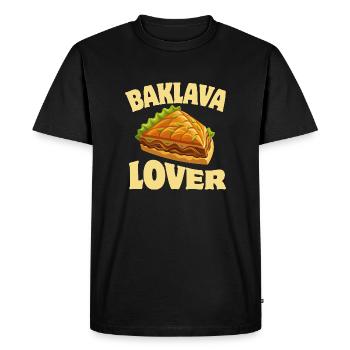 Baklava Lover - Dessert - Dire - T-shirt Premium bio Homme - noir - Devant - Nico (187cm)
