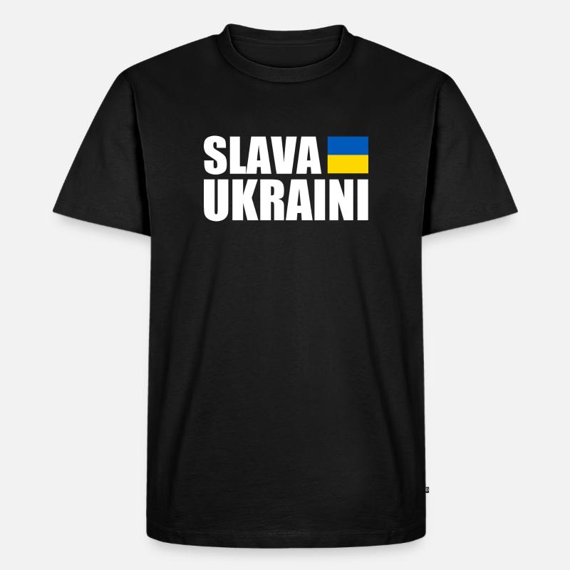 Slava ukraini - Männer Premium Bio T-Shirt - Schwarz