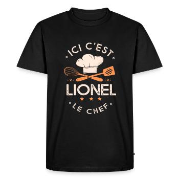 Lionel Chef Ici c est lionel le chef cuisinier - T-shirt Premium bio Homme - noir - Devant - Nico (187cm)