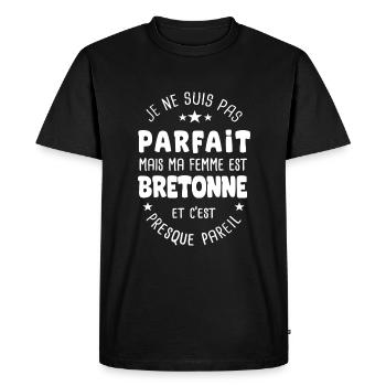 Bretagne cadeau homme marié à une femme bretonne - T-shirt Premium bio Homme - noir - Devant - Nico (187cm)