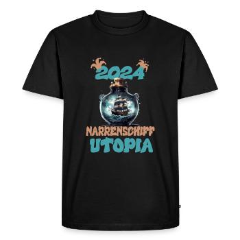 2024, L’utopie de la Nef des fous - T-shirt Premium bio Homme - noir - Devant - Nico (187cm)