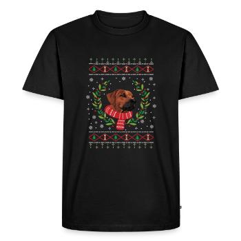 Rhodesian Ridgeback ugly Christmas sweater - Men's Premium Organic T-Shirt - black - Front - Nico (187cm)