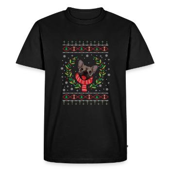 Bouledogue français Noël - Cadeau - T-shirt Premium bio Homme - noir - Devant - Nico (187cm)