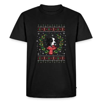 Border Collie hässlicher Weihnachtspullover - Männer Premium Bio T-Shirt - Schwarz - Vorne - Nico (187cm)