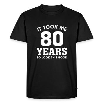 Il m’a fallu 80 ans pour être aussi beau - T-shirt Premium bio Homme - noir - Devant - Nico (187cm)