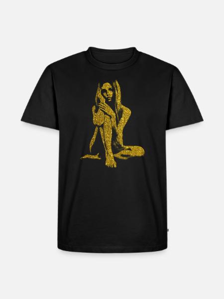 Goldenes Glitzer Mädchen - Männer Premium Bio T-Shirt - Schwarz