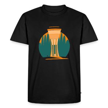 HäslovEr Water Tower - Men's Premium Organic T-Shirt - black - Front - Nico (187cm)