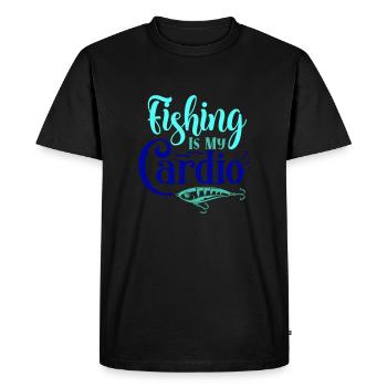 Fishing Is My Cardio - Men's Premium Organic T-Shirt - black - Front - Nico (187cm)