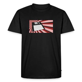 Retro Floppy, Chemise Nerd, Vintage - T-shirt Premium bio Homme - noir - Devant - Nico (187cm)
