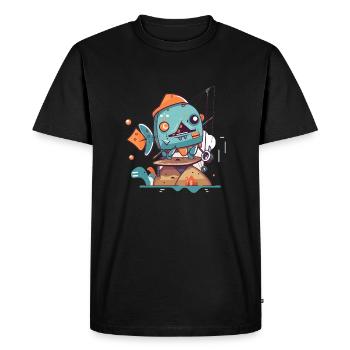 Robot pécheur - T-shirt Premium bio Homme - noir - Devant - Nico (187cm)