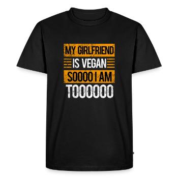 My girlfriend is vegan, so so am I too - Men's Premium Organic T-Shirt - black - Front - Nico (187cm)