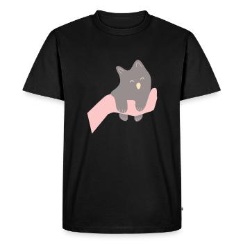 Bébé chat entre des mains humaines2 - T-shirt Premium bio Homme - noir - Devant - Nico (187cm)