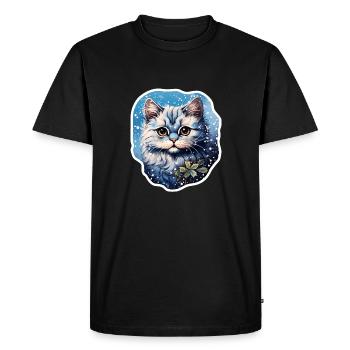 Chat dans les chutes de neige - T-shirt Premium bio Homme - noir - Devant - Nico (187cm)