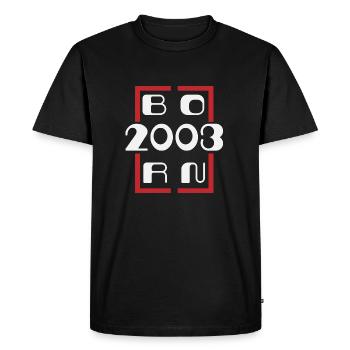 BORN 2003 - Men's Premium Organic T-Shirt - black - Front - Nico (187cm)
