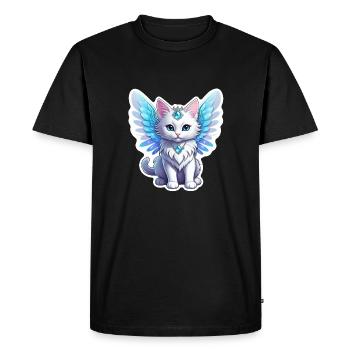 Cat with Wings - Men's Premium Organic T-Shirt - black - Front - Nico (187cm)