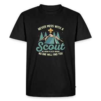 Avertissement du scout : T-shirt expert Hidden Places - T-shirt Premium bio Homme - noir - Devant - Nico (187cm)