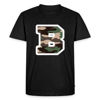 lettre B camouflage militaire-idée cadeau - T-shirt Premium bio Homme - noir - Devant - Nico (187cm)