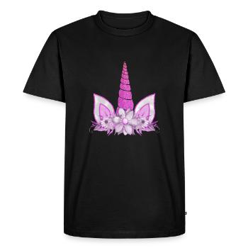 Licorne mignon arc-en-ciel licornes drôles magie fantaisie - T-shirt Premium bio Homme - noir - Devant - Nico (187cm)