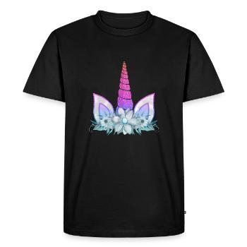 Licorne mignon arc-en-ciel licornes drôles magie fantaisie - T-shirt Premium bio Homme - noir - Devant - Nico (187cm)