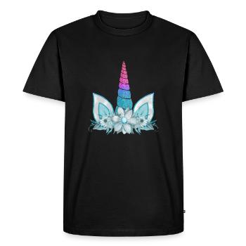 Unicorn cute Rainbow funny unicorns magic fantasy - Men's Premium Organic T-Shirt - black - Front - Nico (187cm)