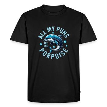 Tous mes jeux de mots sont un marsouin dauphin bio marin - T-shirt Premium bio Homme - noir - Devant - Nico (187cm)