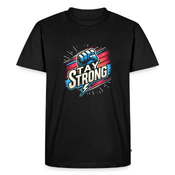 Restez fort Motivation - T-shirt Premium bio Homme - noir - Devant - Nico (187cm)