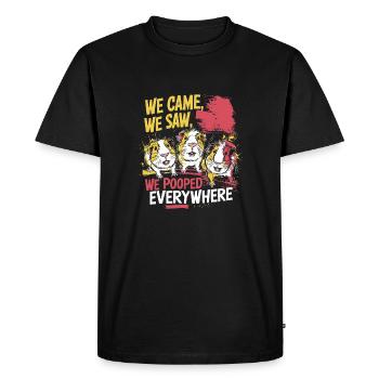 Humour de cochon d’Inde - Caca partout - T-shirt Premium bio Homme - noir - Devant - Nico (187cm)
