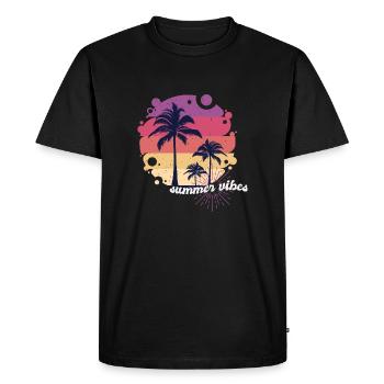 Summer, Beach, Holiday, Palm Trees, Sea - Men's Premium Organic T-Shirt - black - Front - Nico (187cm)