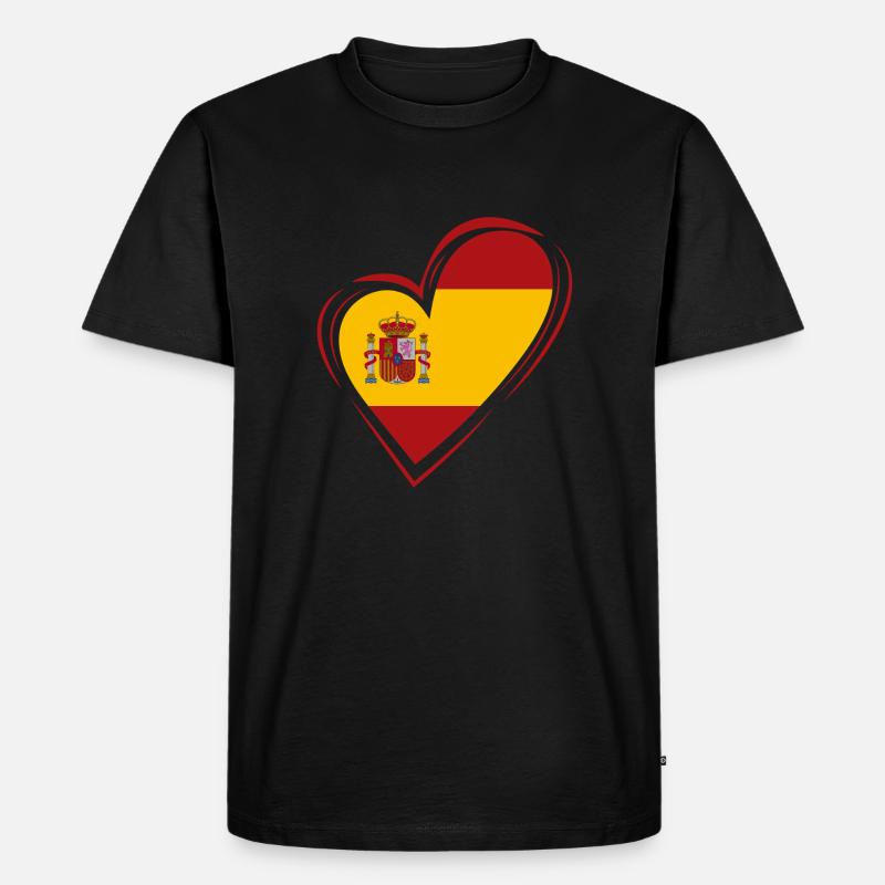 Spanien Herz - Männer Premium Bio T-Shirt - Schwarz