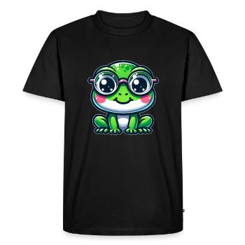Grenouille mignonne avec des lunettes - T-shirt Premium bio Homme - noir - Devant - Nico (187cm)